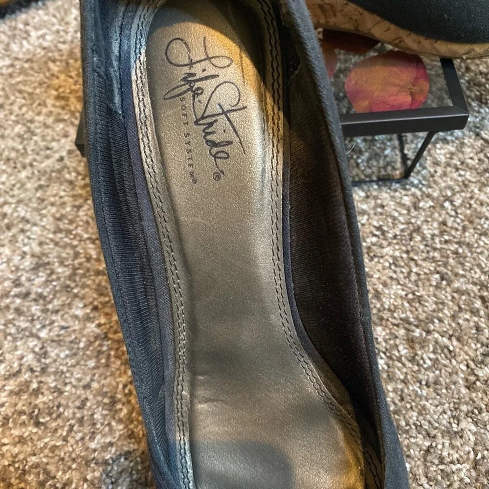 Black Wedge Peep-Toe Shoes